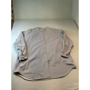 Venezia Jeans Vintage 90s Railroad Striped Cotton Tunic Metal Buttons Size 18/20